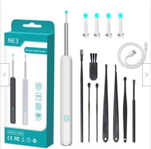 NE3 Ear Cleaner Otoscope Ear Wax Removal Tool With Camera LED Light Wireless Ear Endoscope Ear Cleaning Kit iPhone Android